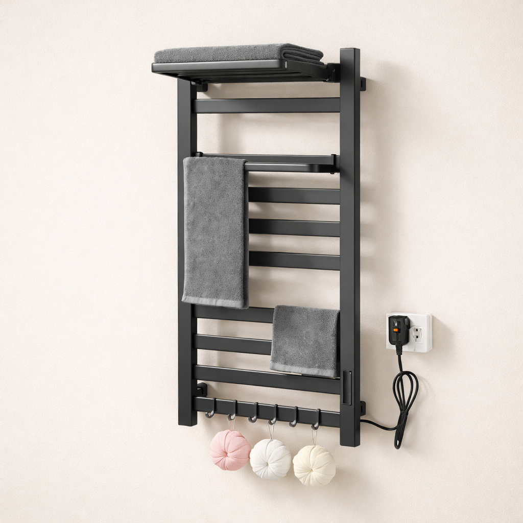 Sèche-serviette Électrique Noir Mat - Thermostat Tactile & Aluminium 304