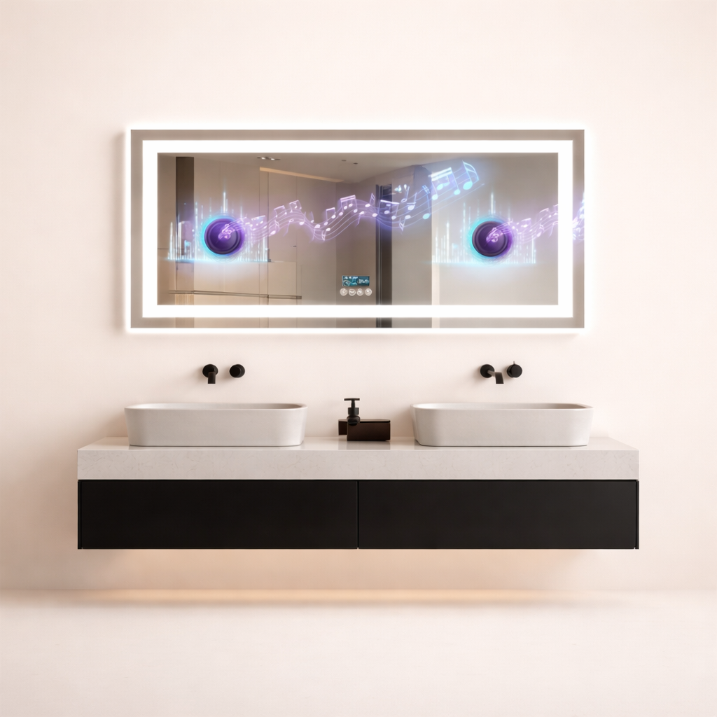 Miroir salle de bain LED Bluetooth anti-buée tactile 3 couleurs