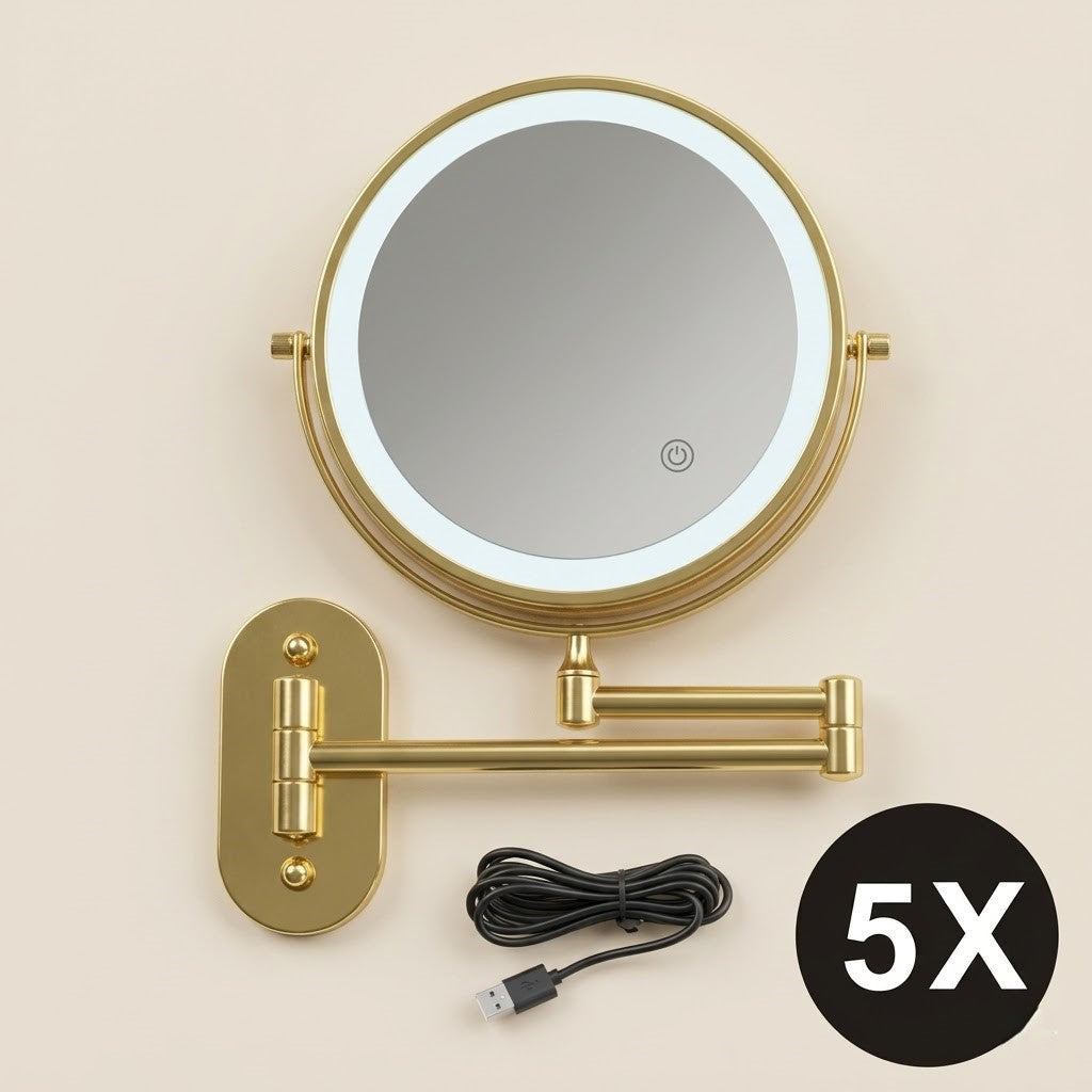 Miroir maquillage lumineux mural LED double face grossissant