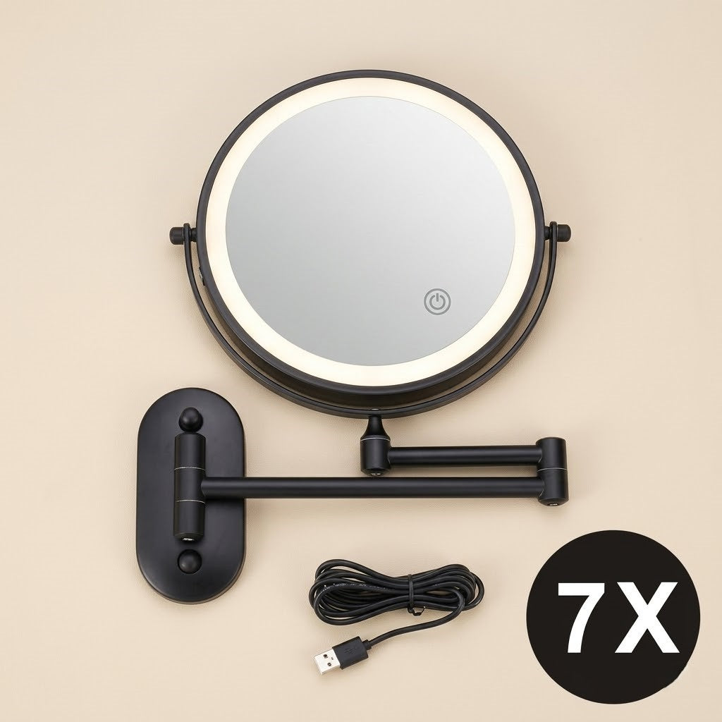 Miroir maquillage lumineux mural LED double face grossissant