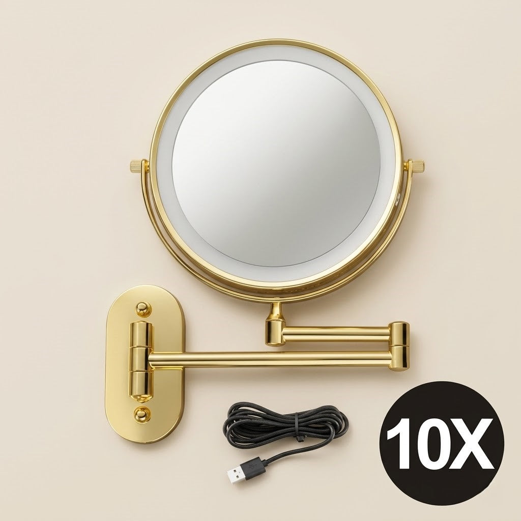 Miroir maquillage lumineux mural LED double face grossissant