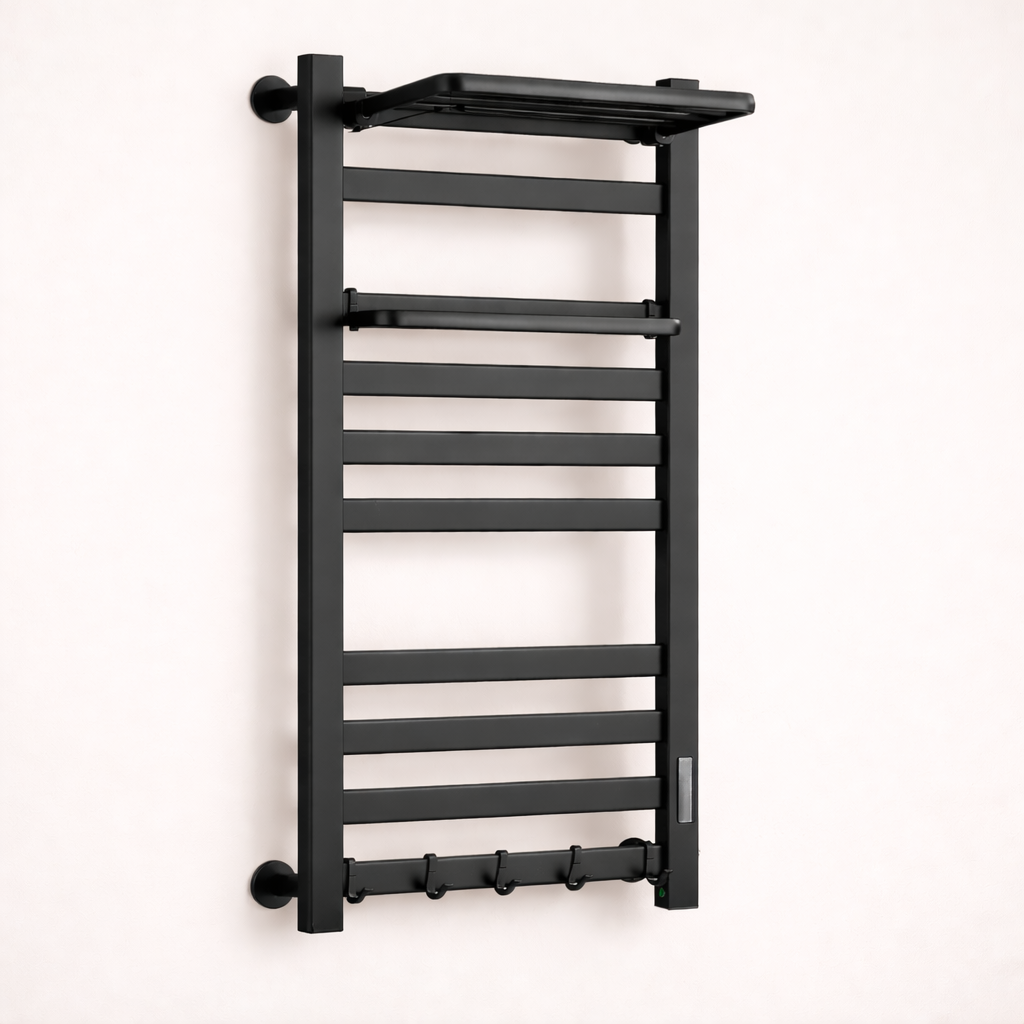 Sèche-serviette Électrique Noir Mat - Thermostat Tactile & Aluminium 304