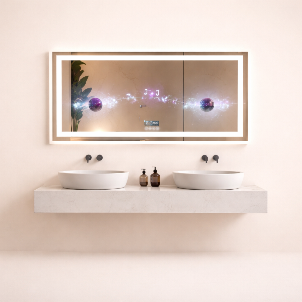 Miroir salle de bain LED Bluetooth anti-buée tactile 3 couleurs