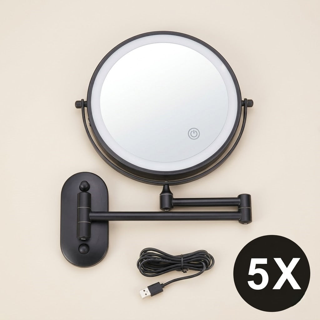 Miroir maquillage lumineux mural LED double face grossissant