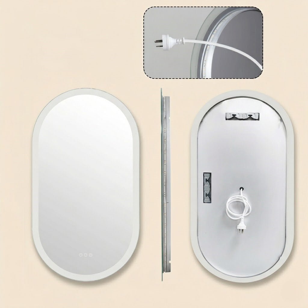 Miroir Salle de Bain LED Ovale – Design Moderne & Anti-Buée