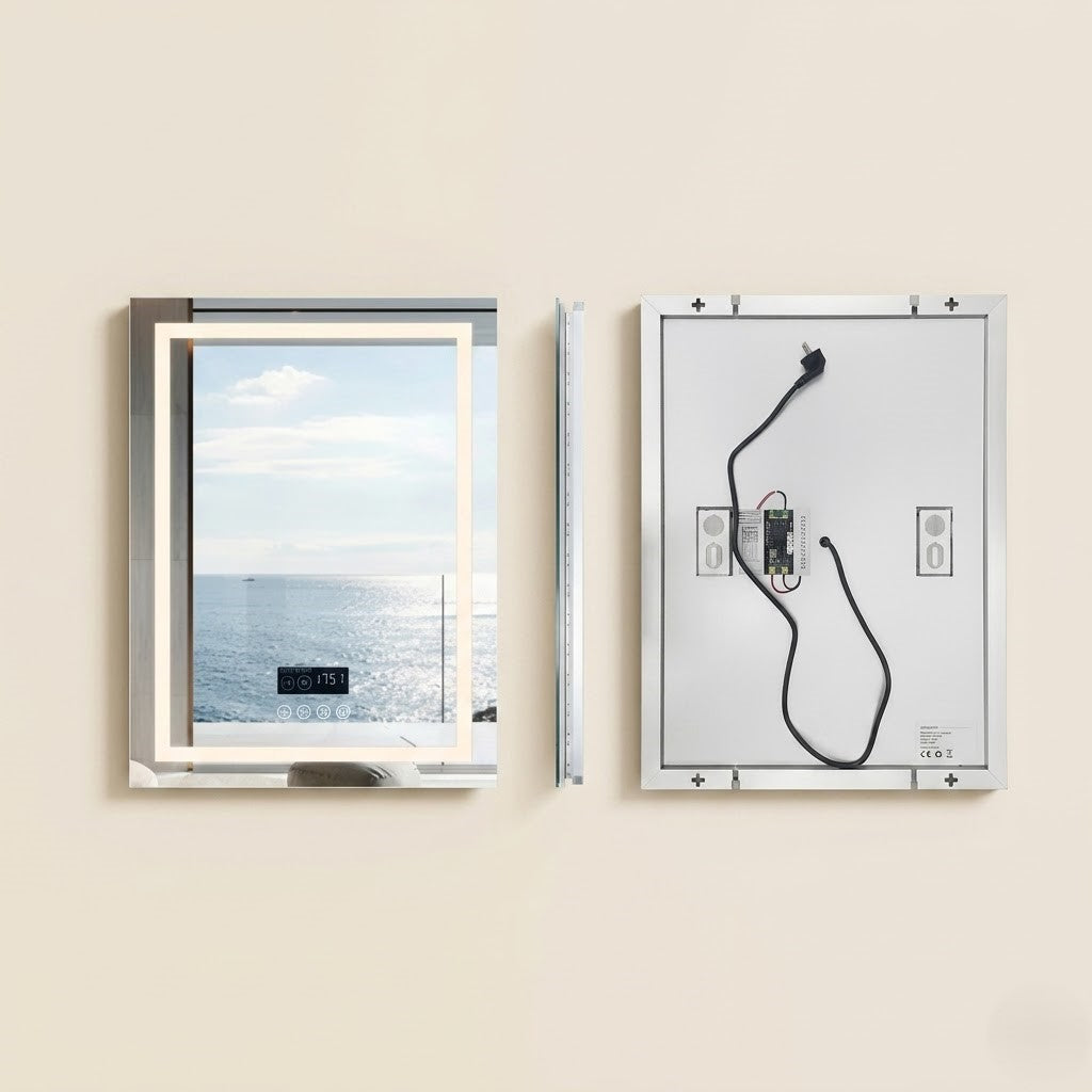 Miroir salle de bain LED Bluetooth anti-buée tactile 3 couleurs