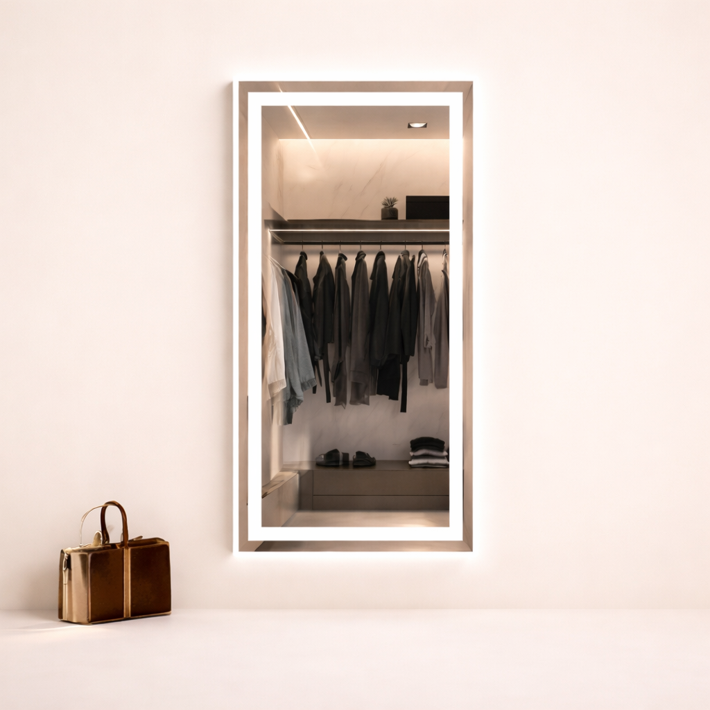 Miroir salle de bain LED Bluetooth anti-buée tactile 3 couleurs