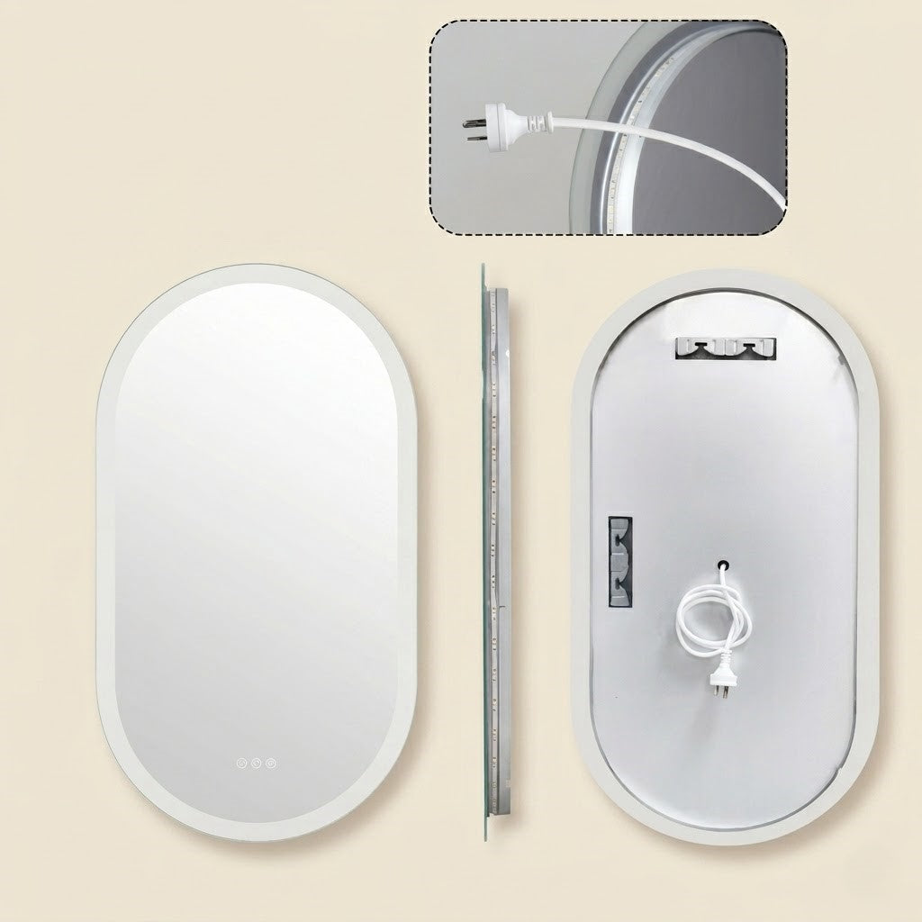 Miroir Salle de Bain LED Ovale – Design Moderne & Anti-Buée