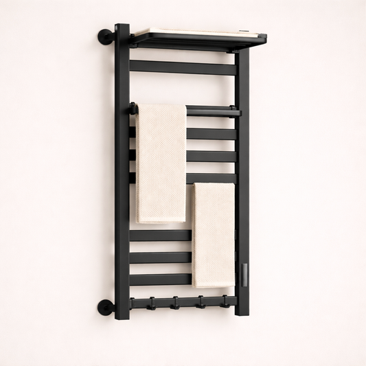 Sèche-serviette Électrique Noir Mat - Thermostat Tactile & Aluminium 304