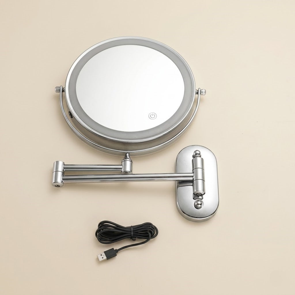 Miroir maquillage lumineux mural LED double face grossissant