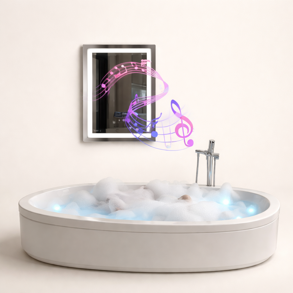 Miroir salle de bain LED Bluetooth anti-buée tactile 3 couleurs