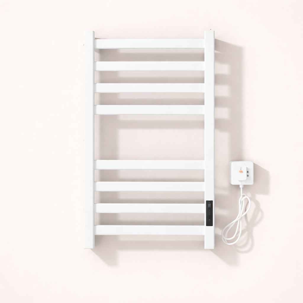 Sèche-serviettes Électrique Noir en Acier Inoxydable - Thermostat Tactile et Affichage Numérique