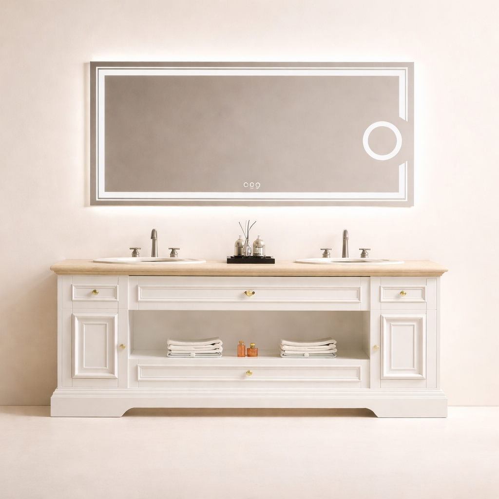 Miroir LED Salle de Bain Premium – Tactile, Anti-Buée & Grossissant