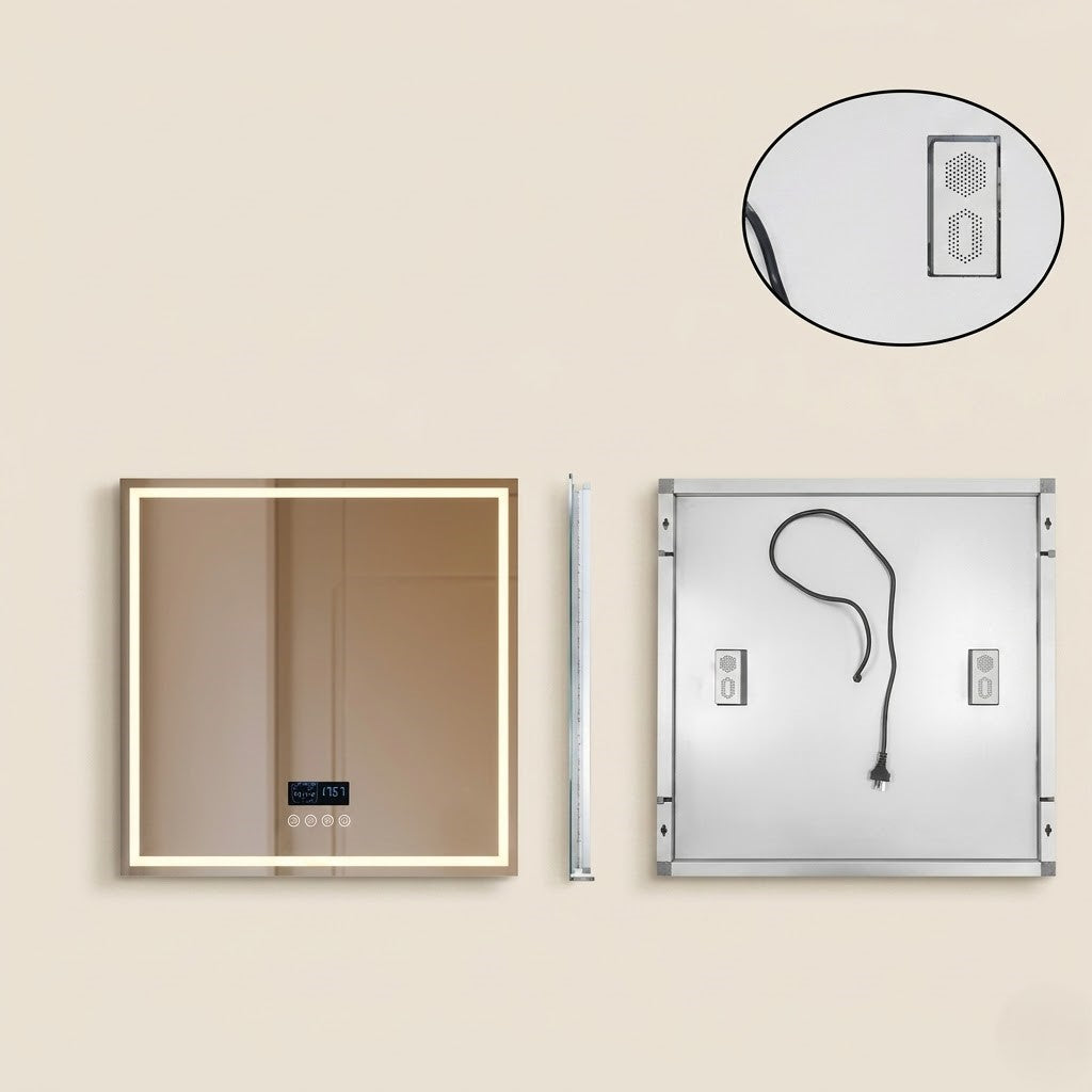 Miroir salle de bain LED Bluetooth anti-buée tactile 3 couleurs