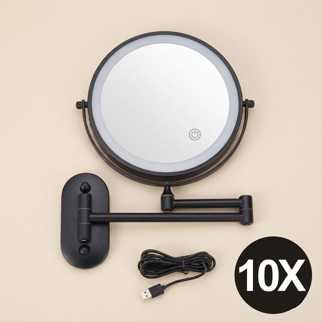 Miroir maquillage lumineux mural LED double face grossissant