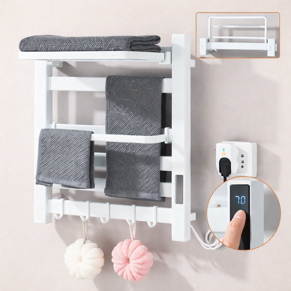 Sèche-serviette Électrique Noir Mat - Thermostat Tactile & Aluminium 304