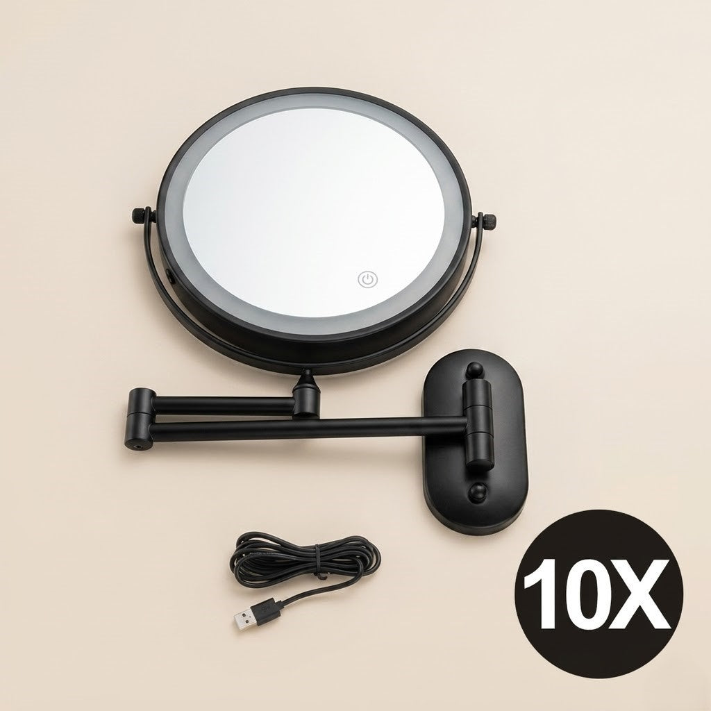 Miroir maquillage lumineux mural LED double face grossissant