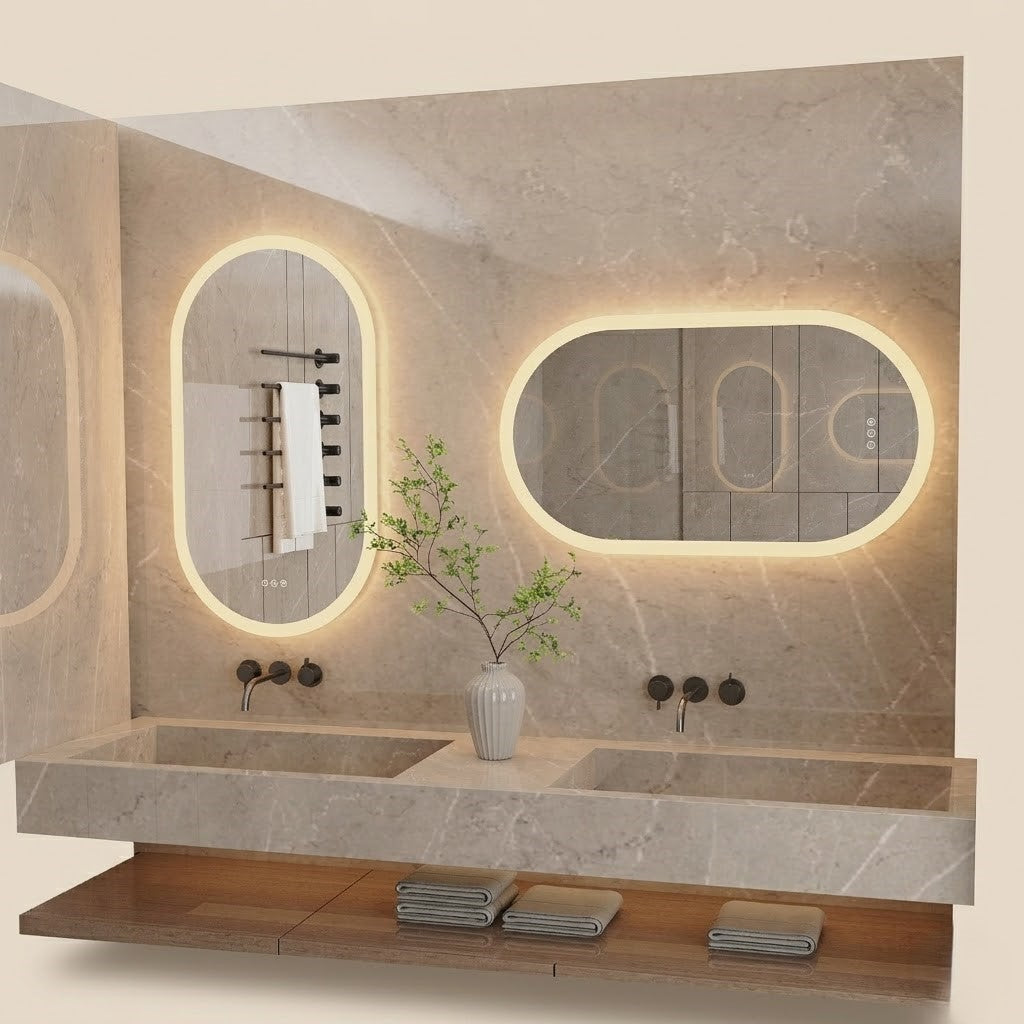 Miroir Salle de Bain LED Ovale – Design Moderne & Anti-Buée