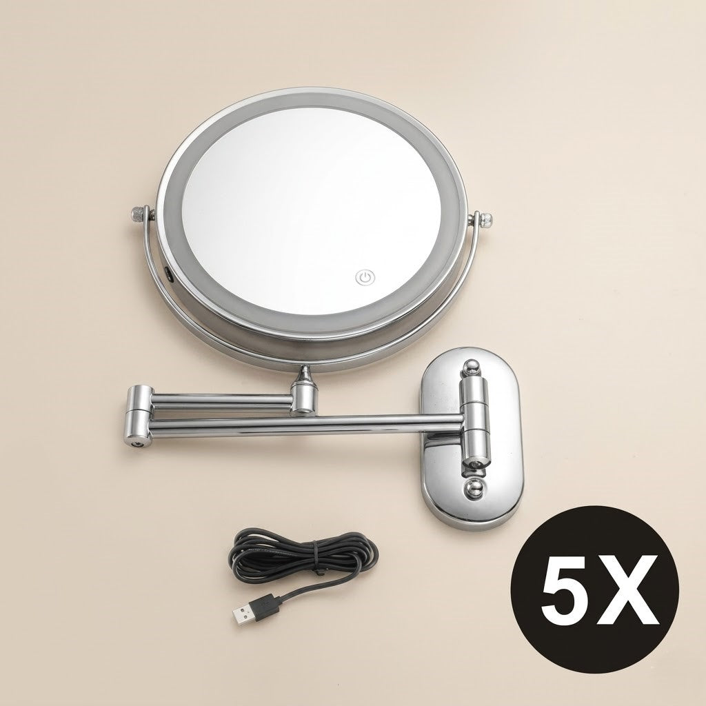 Miroir maquillage lumineux mural LED double face grossissant