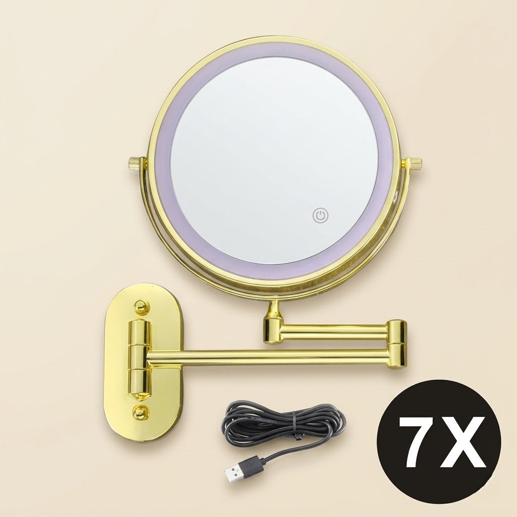 Miroir maquillage lumineux mural LED double face grossissant
