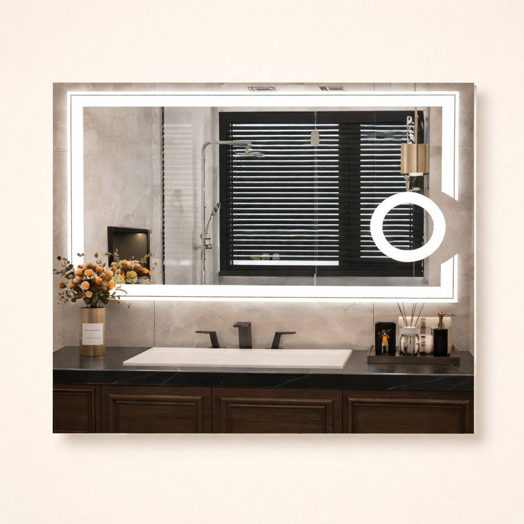 Miroir LED Salle de Bain Premium – Tactile, Anti-Buée & Grossissant