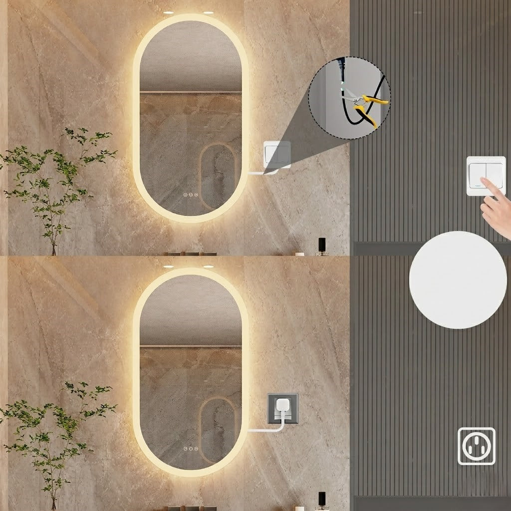Miroir Salle de Bain LED Ovale – Design Moderne & Anti-Buée