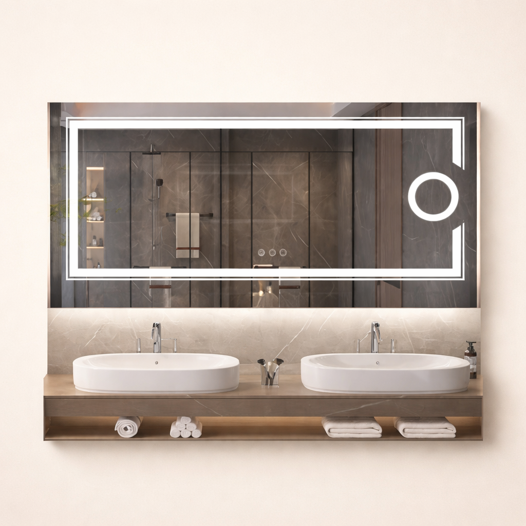 Miroir LED Salle de Bain Premium – Tactile, Anti-Buée & Grossissant