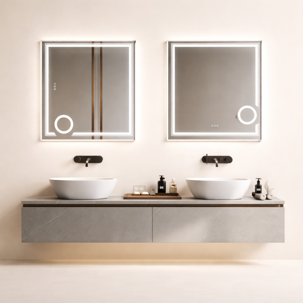 Miroir LED Salle de Bain Premium – Tactile, Anti-Buée & Grossissant