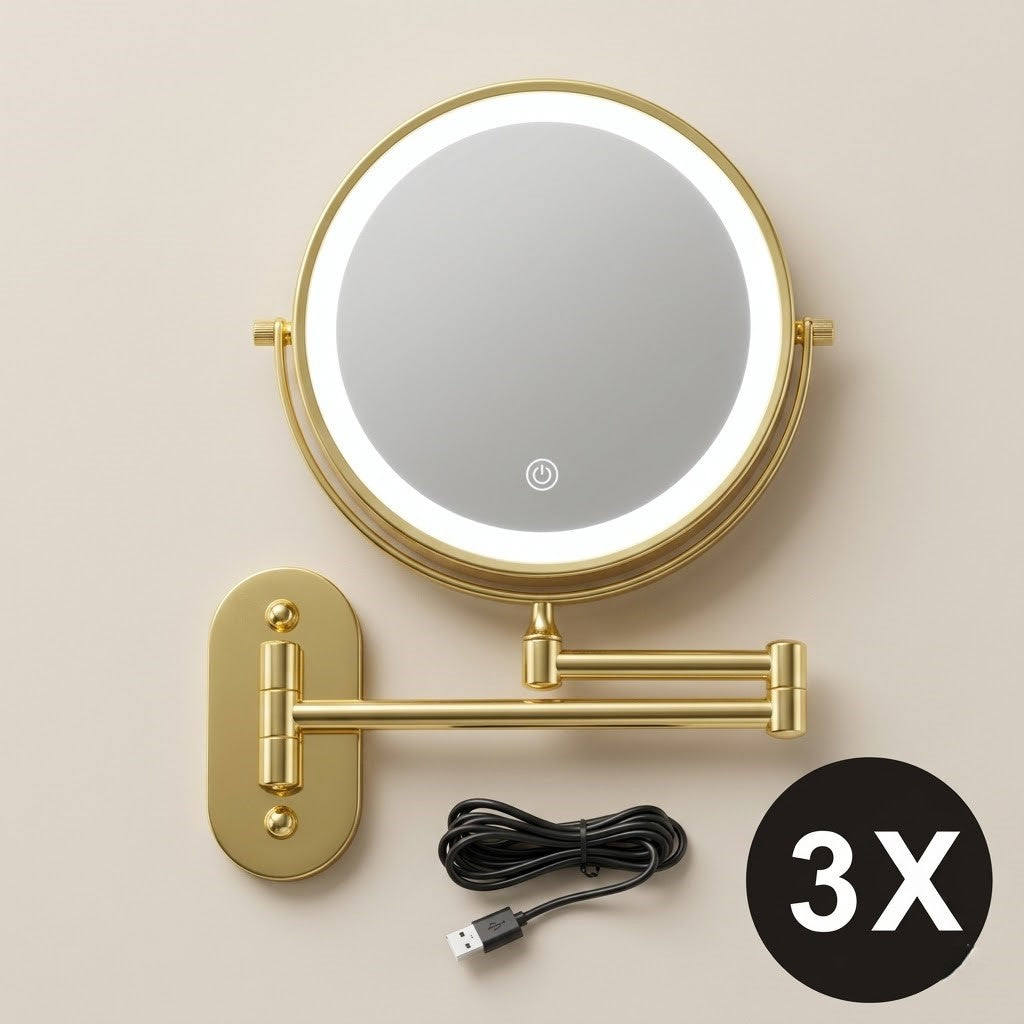 Miroir maquillage lumineux mural LED double face grossissant