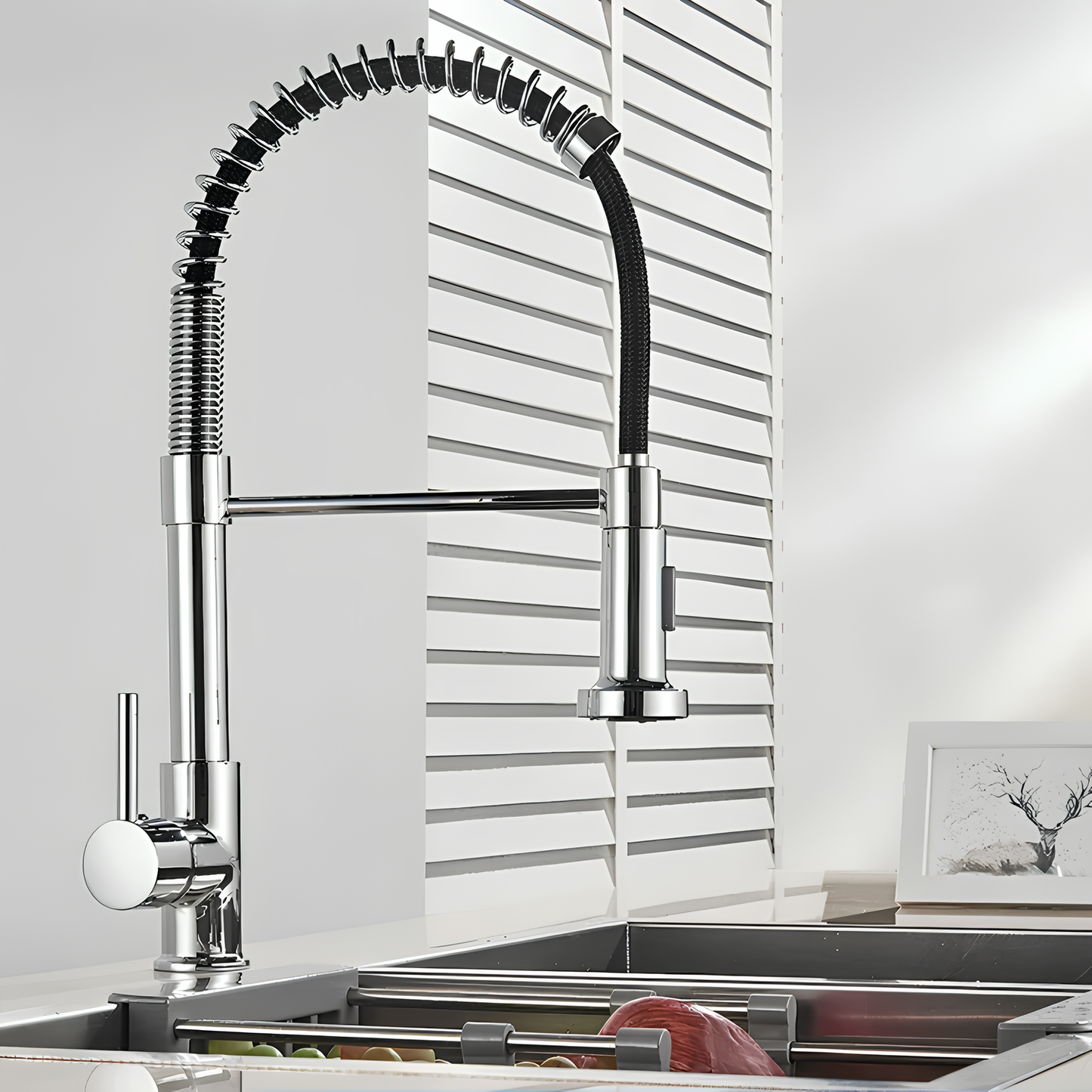 Robinet douche pour cuisine – Finition acier inoxydable