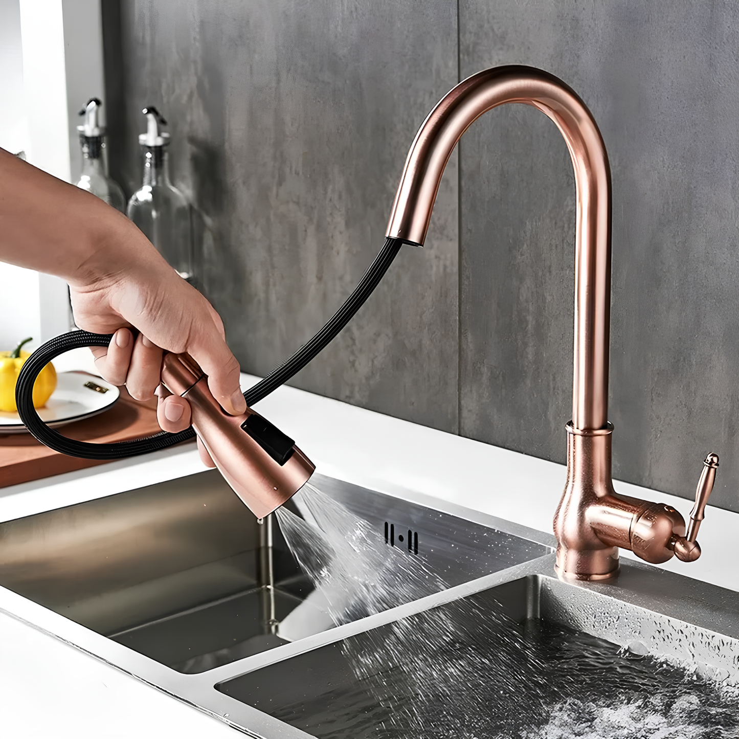 Robinet cuisine bronze antique avec bec rétractable – EL9021