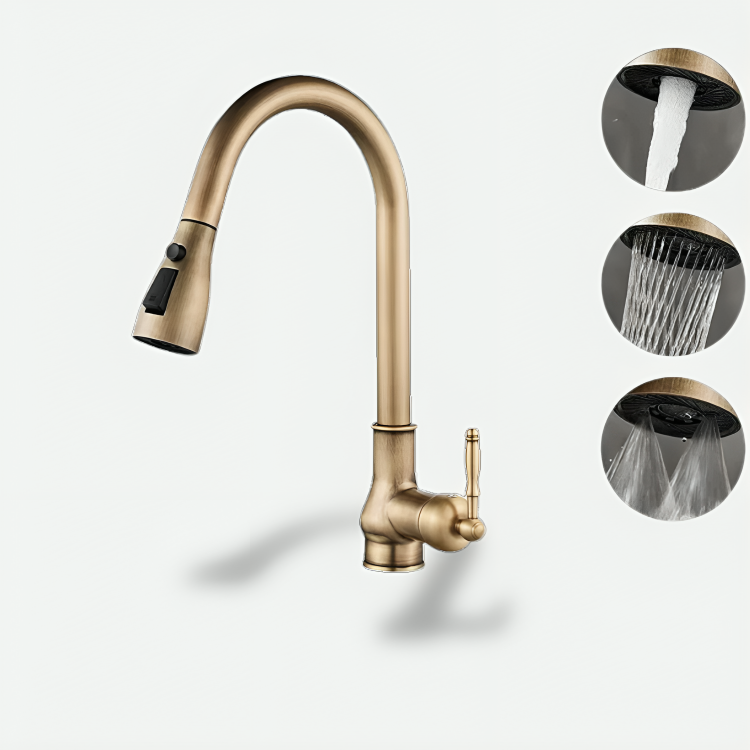Robinet cuisine bronze antique avec bec rétractable – EL9021
