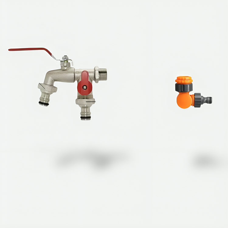 Robinet extérieur antigel – Alliage zinc double sortie, résiste -20 °C