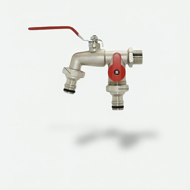 Robinet extérieur antigel – Alliage zinc double sortie, résiste -20 °C