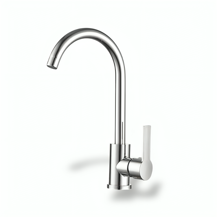 Robinet de cuisine chromé à bec flexible – Design épuré avec poignée latérale
