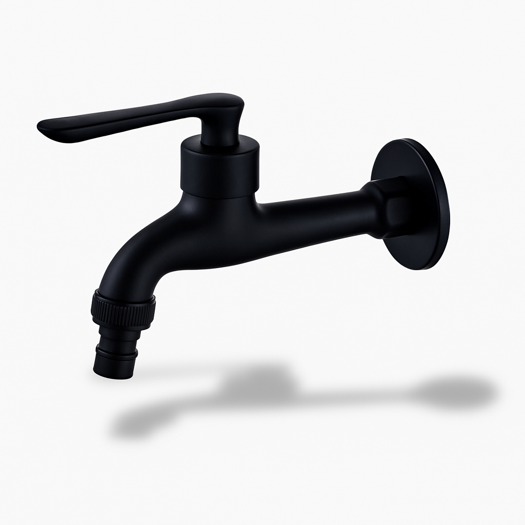 Robinet de jardin mural – Noir mat & cartouche céramique