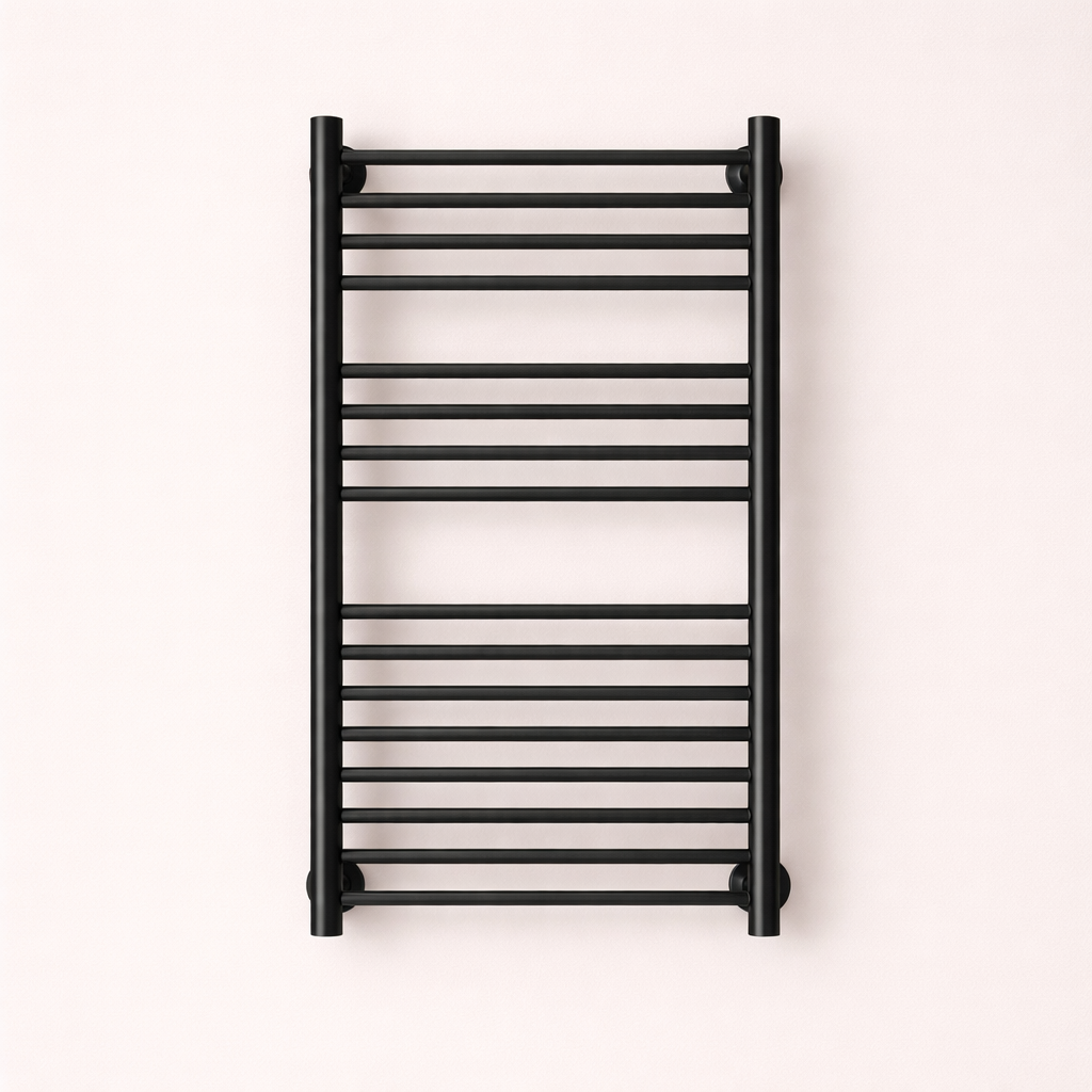 Porte-serviette Électrique Noir en Acier Inox - Thermostat Intelligent & Minuterie