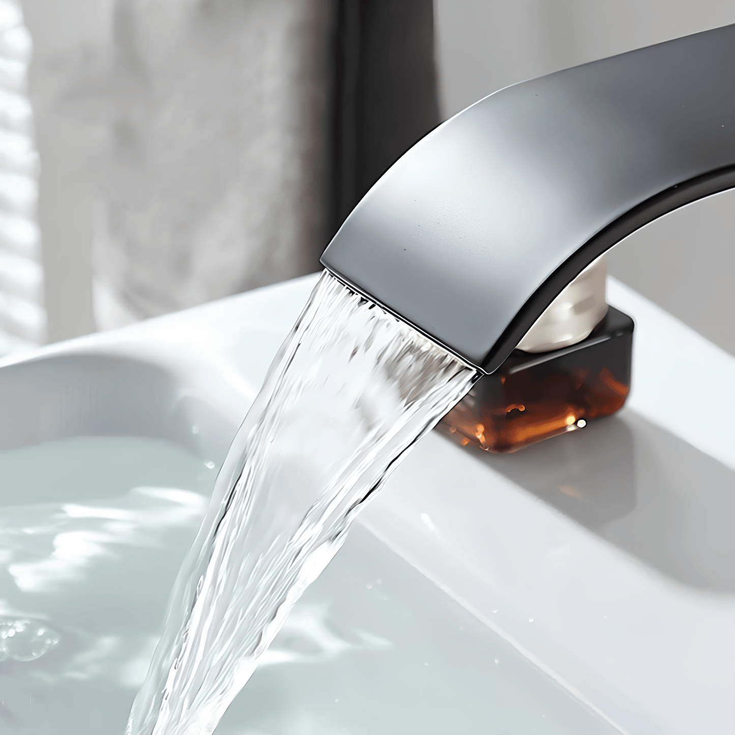 Robinet cascade salle de bain noir – Inox 30 cm design moderne