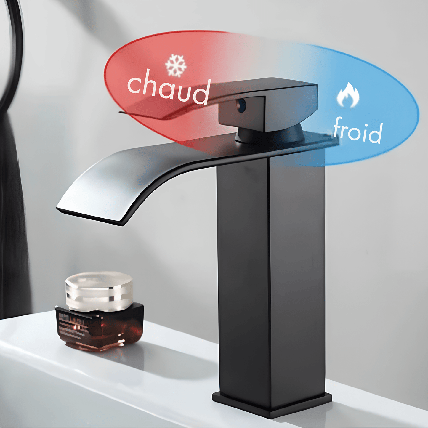 Robinet cascade salle de bain noir – Inox 30 cm design moderne