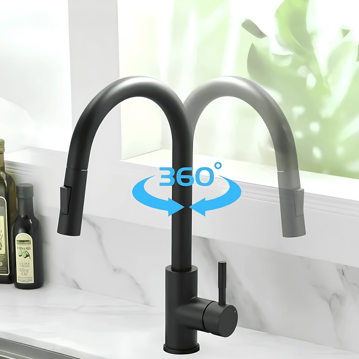 Robinet cuisine doré bec extractible – Laiton brossé