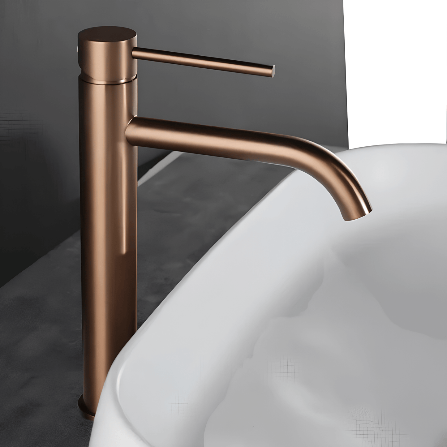 Robinet lavabo or rose brossé – mitigeur haut moderne salle de bain