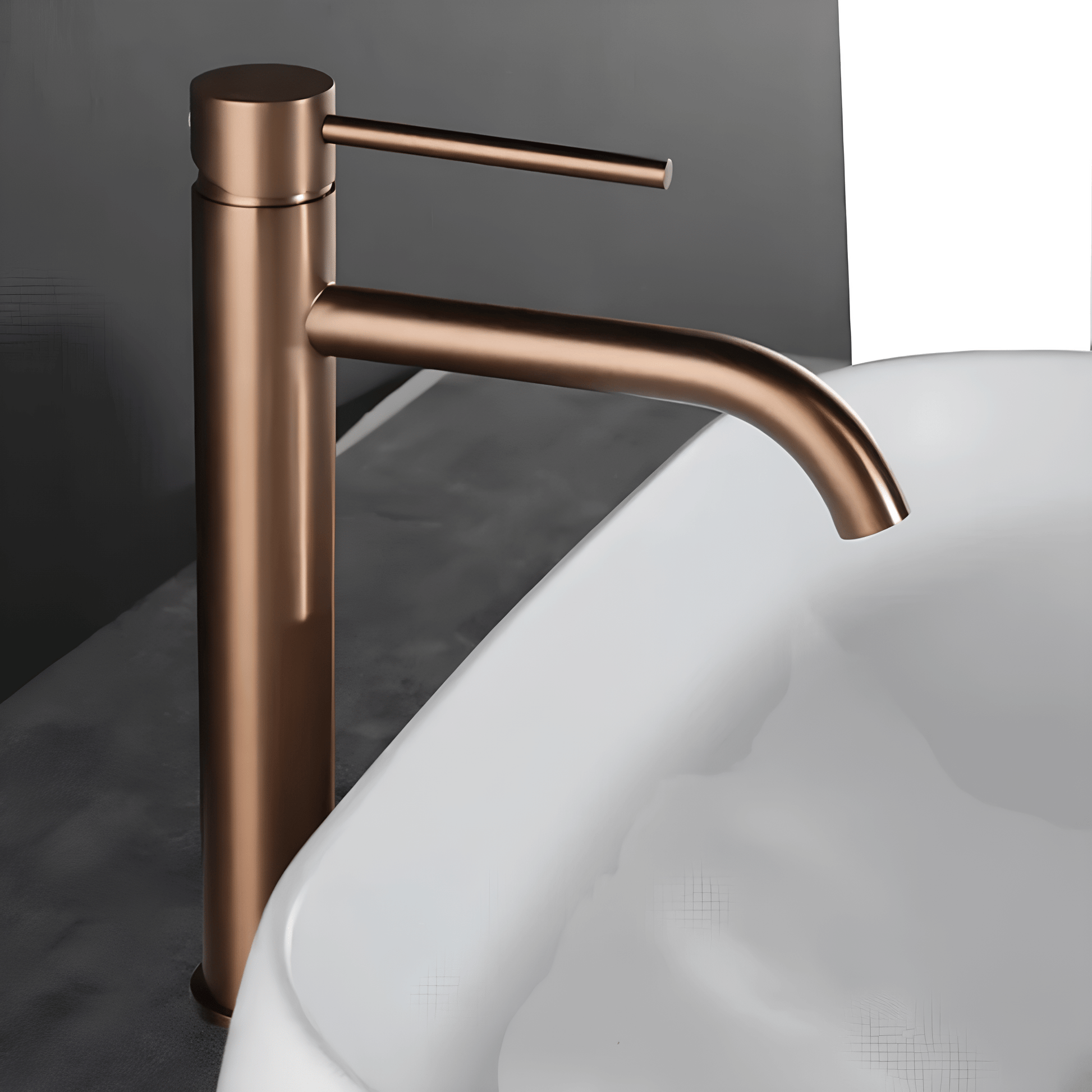 Robinet lavabo or rose brossé – mitigeur haut moderne salle de bain