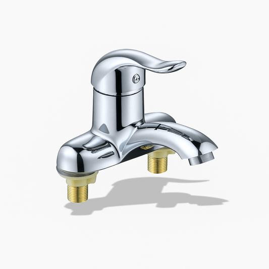 Robinet salle de bain double trou – Mitigeur chromé eau chaude et froide
