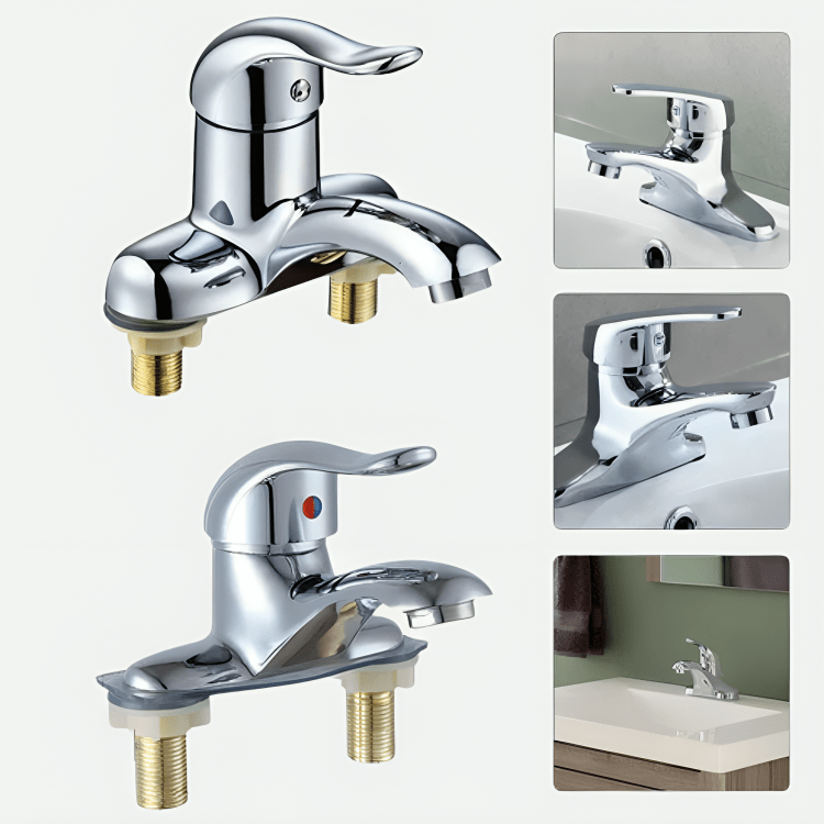 Robinet salle de bain double trou – Mitigeur chromé eau chaude et froide